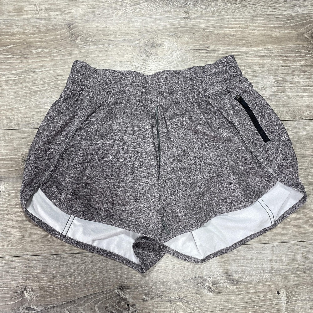 lululemon athletica Heather Gray Athletic Shorts with White Trim